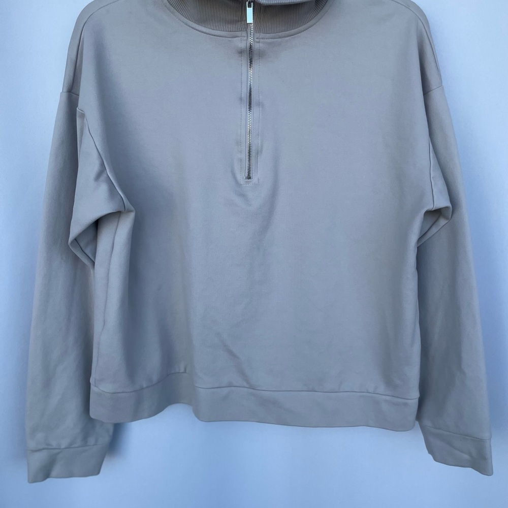 Mango Light Gray Zip Pullover - image 2